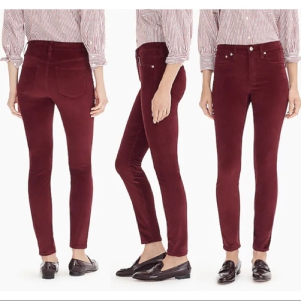 Jcrew velvet high rise skinny pants